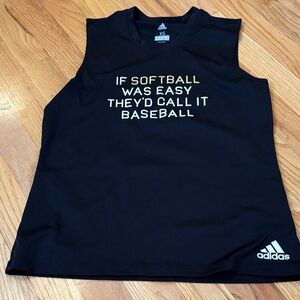 adidas Black Tank with Cream Graphic Slogan
